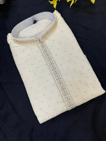 Premium Quality- Half White Color Men’s Wear Kurta Set