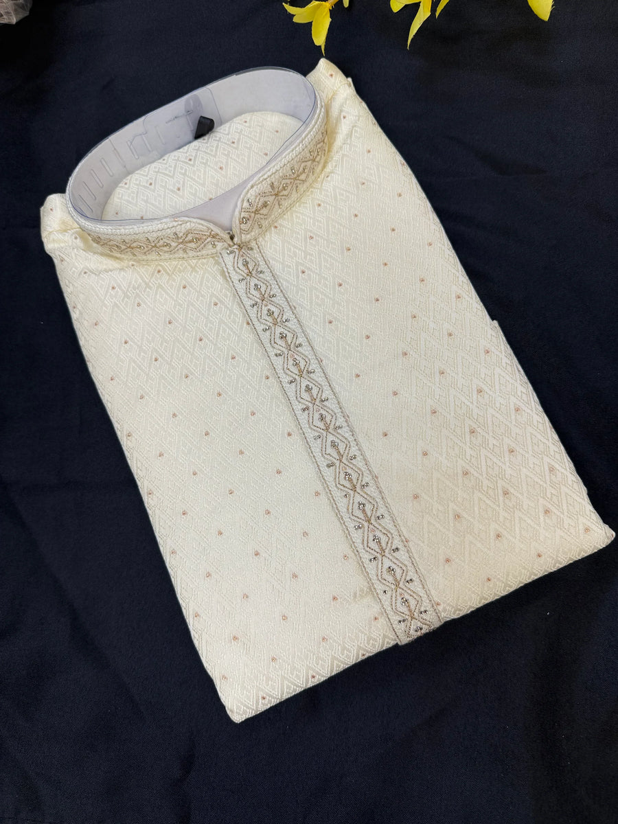 Premium Quality- Half White Color Men’s Wear Kurta Set