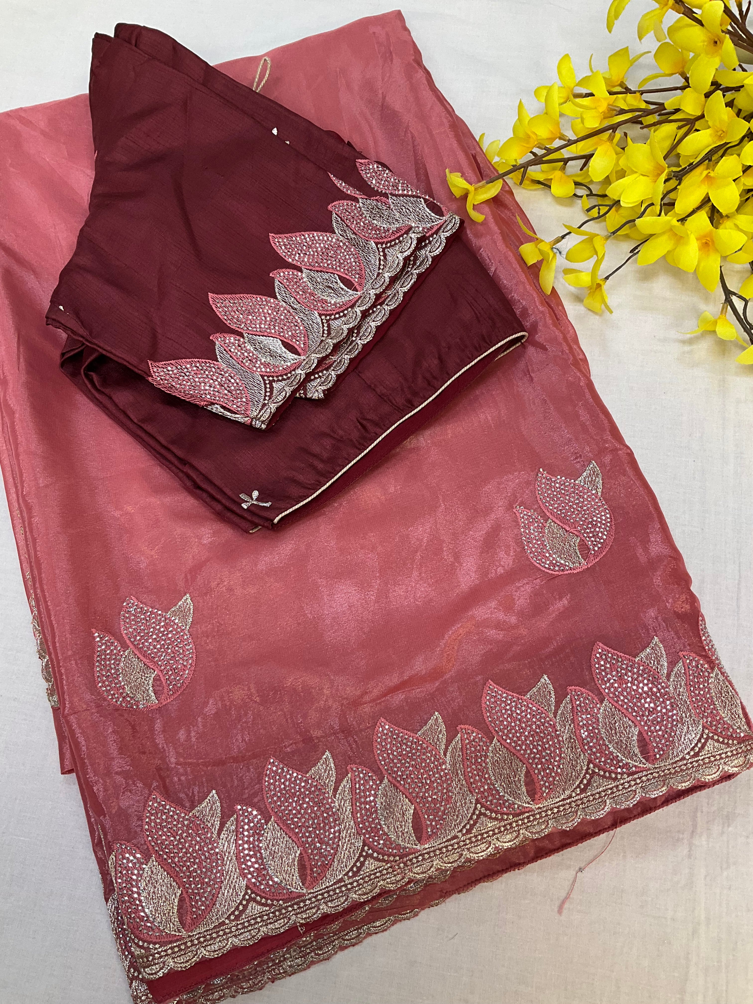 Cocktail Party Wear Sarees with Blouses- Fall pico done