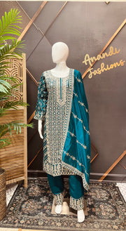 Women’s Teal Blue Party Wear Kurti Set