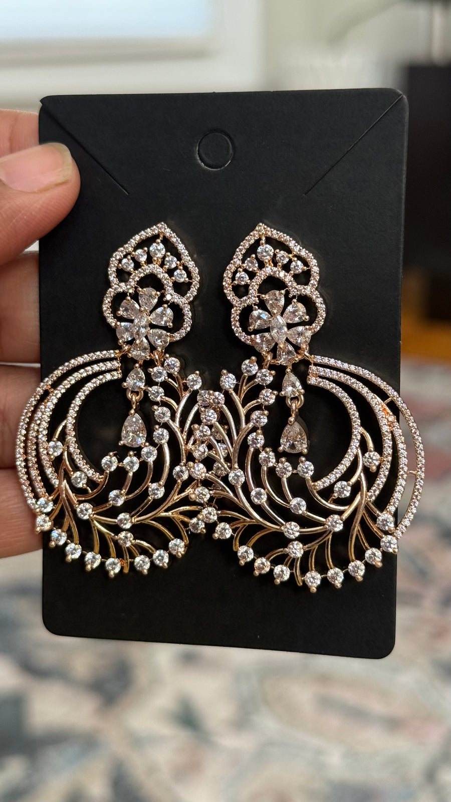 Rose Gold Party Wear Big Size Earrings - Jewelry - Earrings - Anandi Fashions