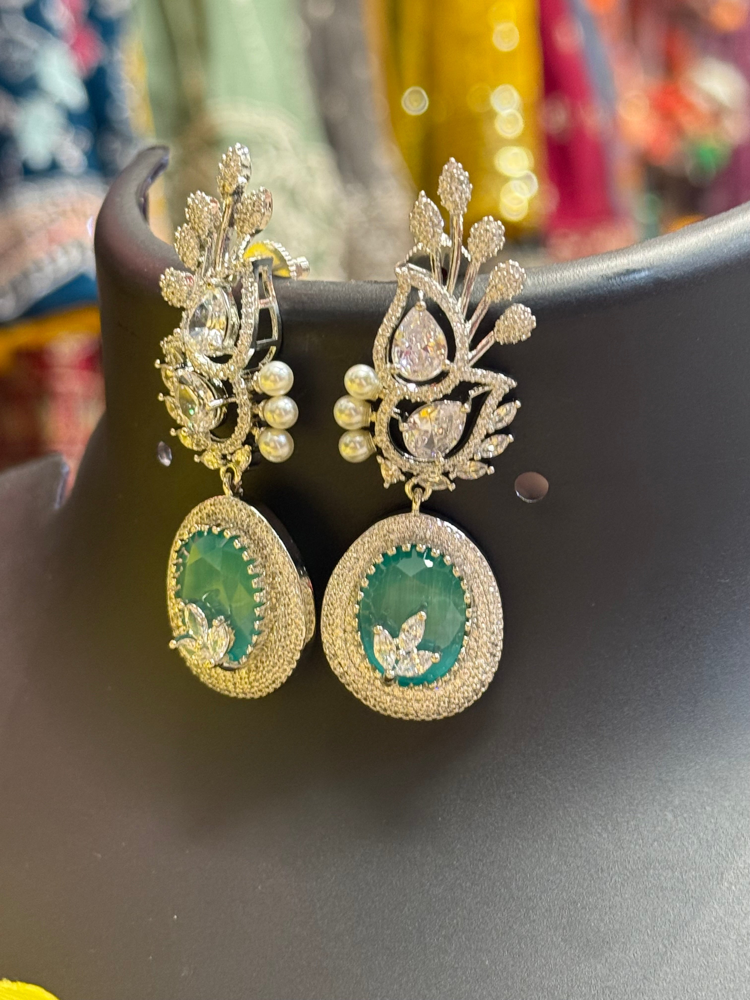 Pretty Party Wear - Silver Finish Earrings