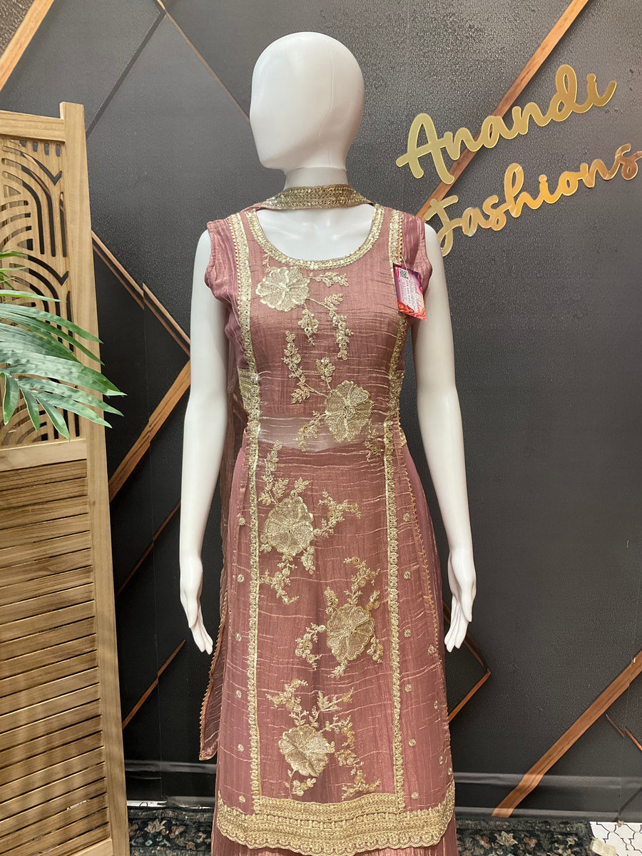 Unique Style Onion Pink Palazzo set
