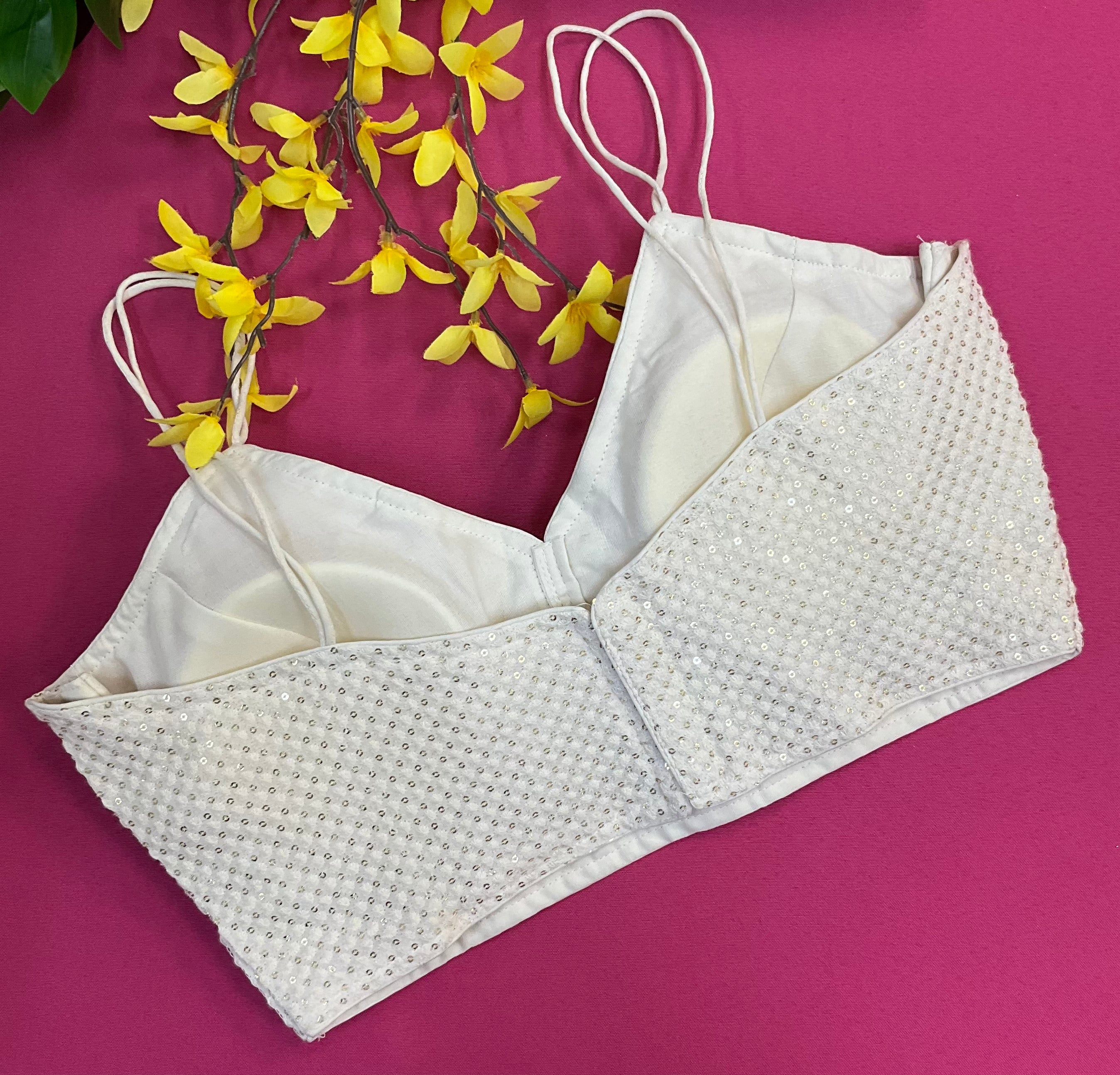 Half White Thin Strap Blouses