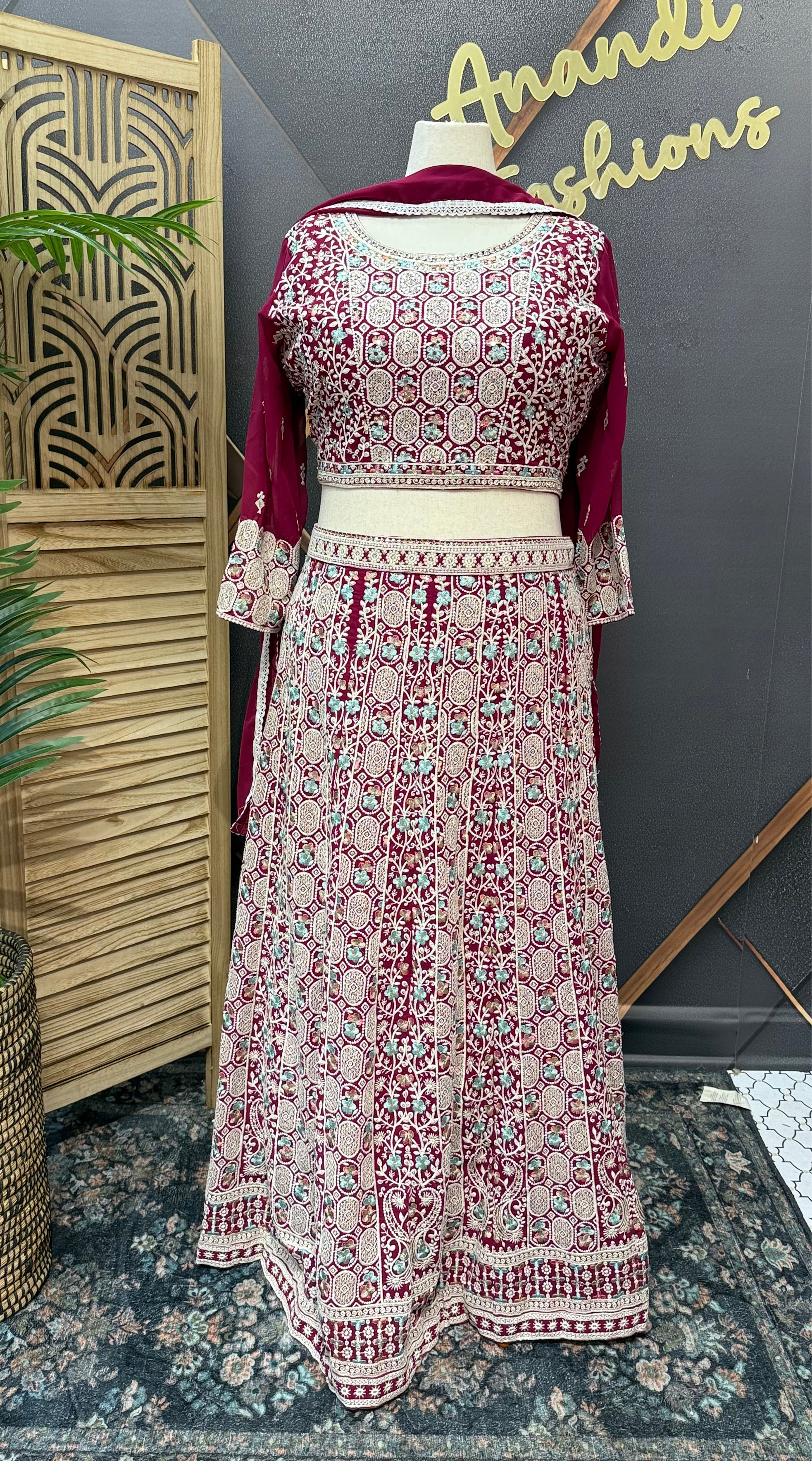 Plus Size - Pink Color -Heavy Work Georgette Lehenga set