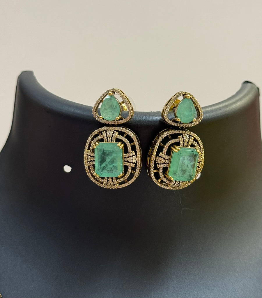 Victorian Necklace set with Mint Green