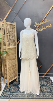 Party Wear White Palazzo set
