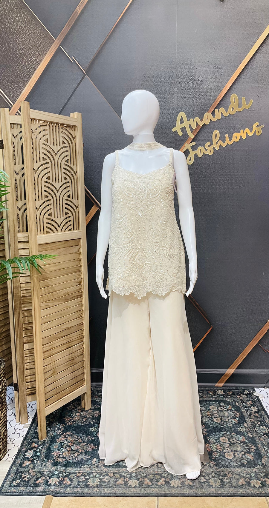 Party Wear White Palazzo set