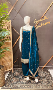 Women’s Teal Blue Sleeveless Kurti Set