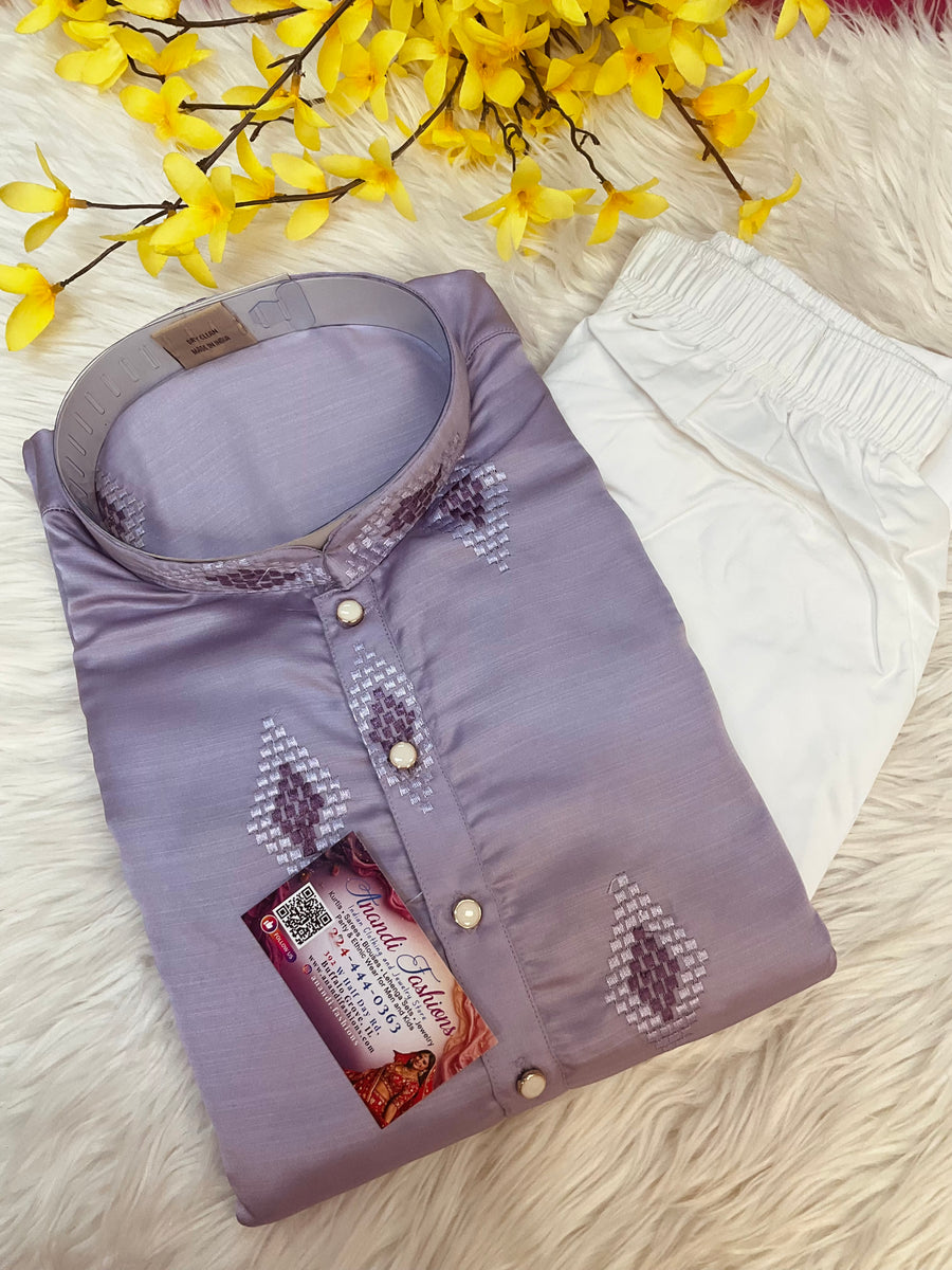 Purple Silk Mens wear kurta set