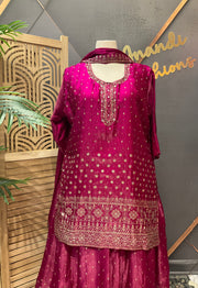Plus Size Wine Lehenga with Long Blouse