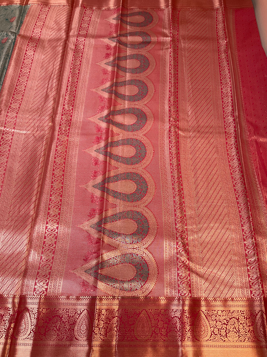Semi Silk Kanjeevaram Allover Design Blue Saree
