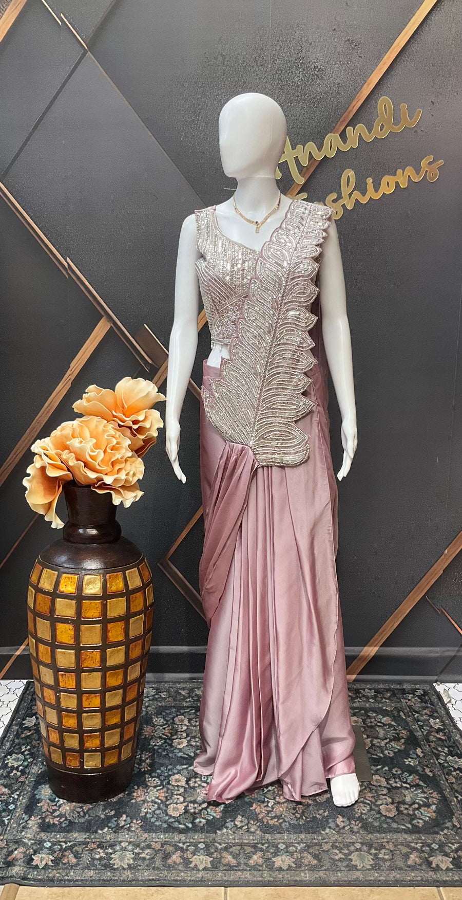 Lavender Ready to Wear Saree
