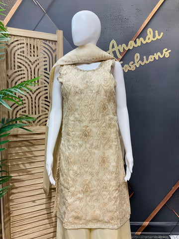 Half White Party Wear Palazzo/Sharara set