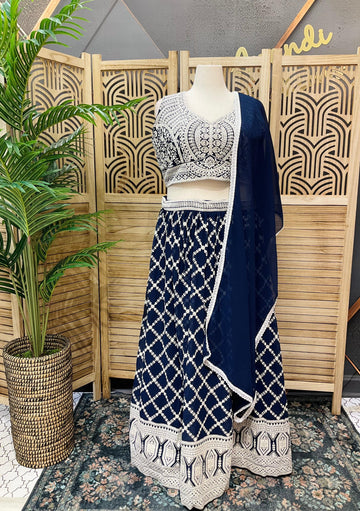 Plus Size Georgette Lehenga Set - Heavy Work Party Wear