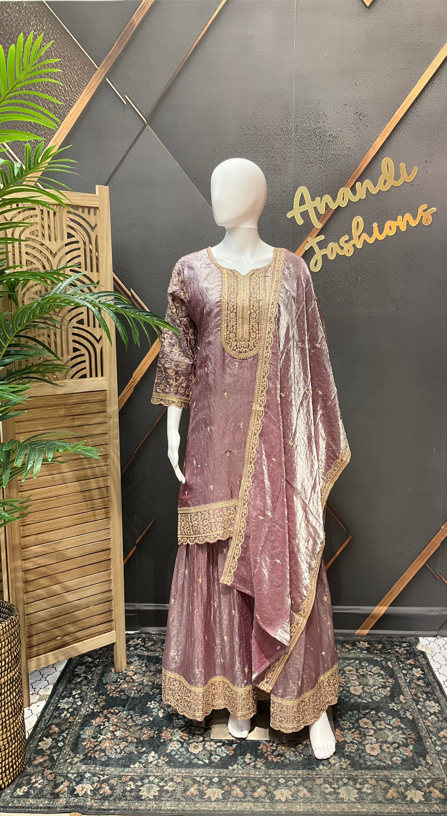 Women’s Onion Pink Party Wear Sharara Set