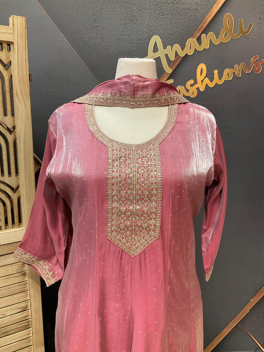 Plus size Pink Anarkali Kurti set