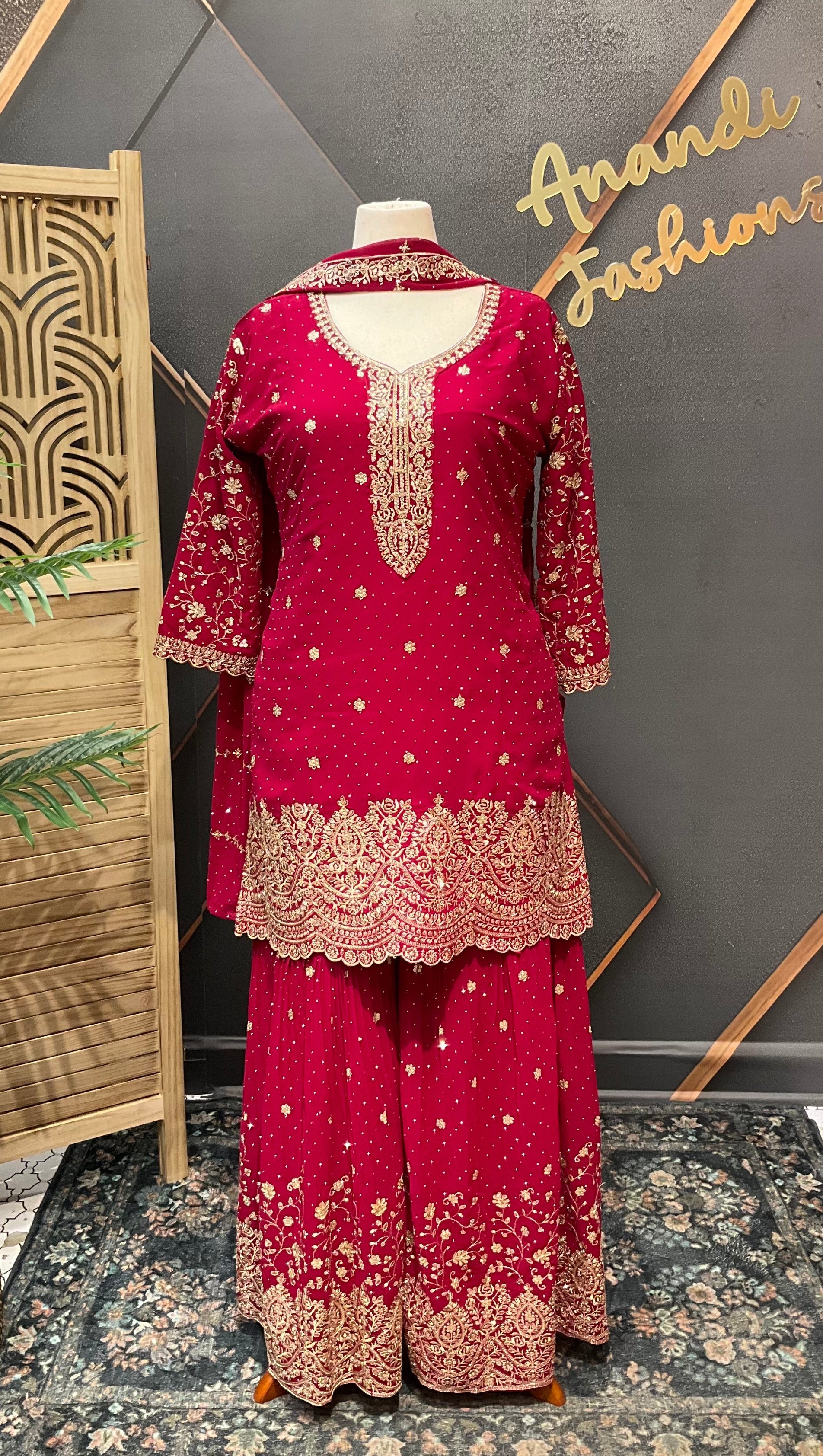 Plus Size Pink Party Wear Sharara set