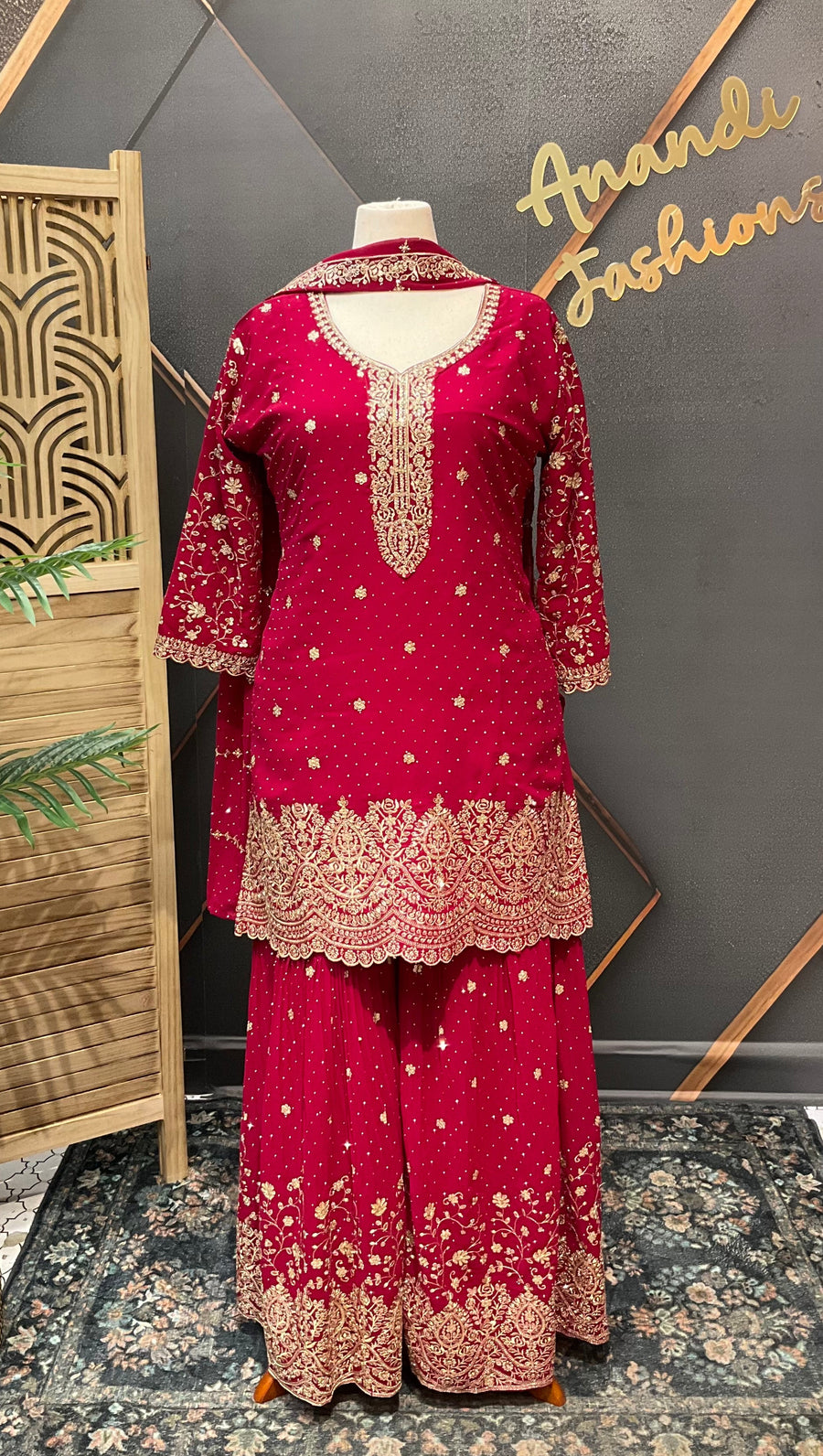 Plus Size Pink Party Wear Sharara set
