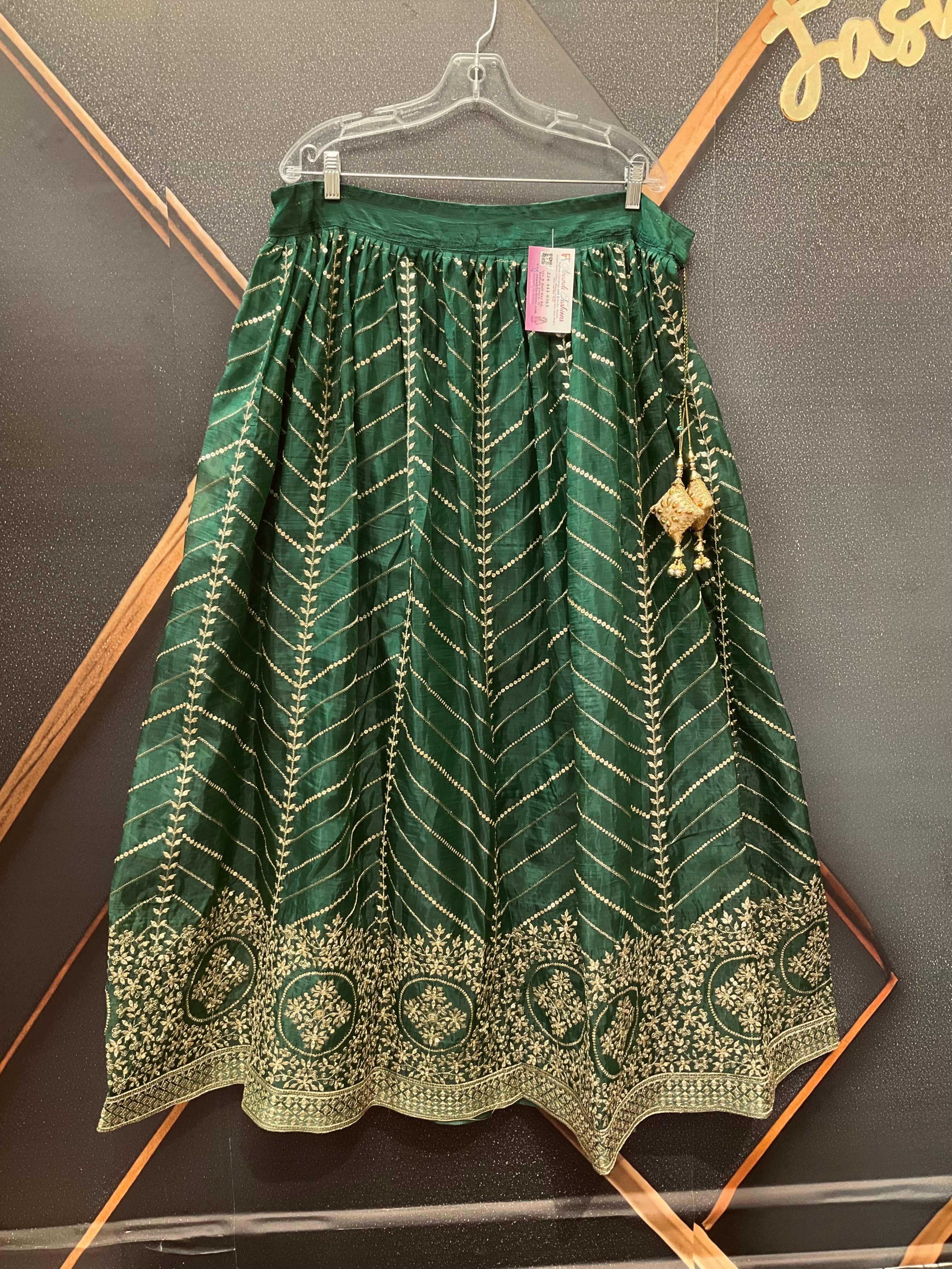 Party Wear Organza Skirts with Gold Zari work