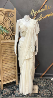 White Ready to wear Saree