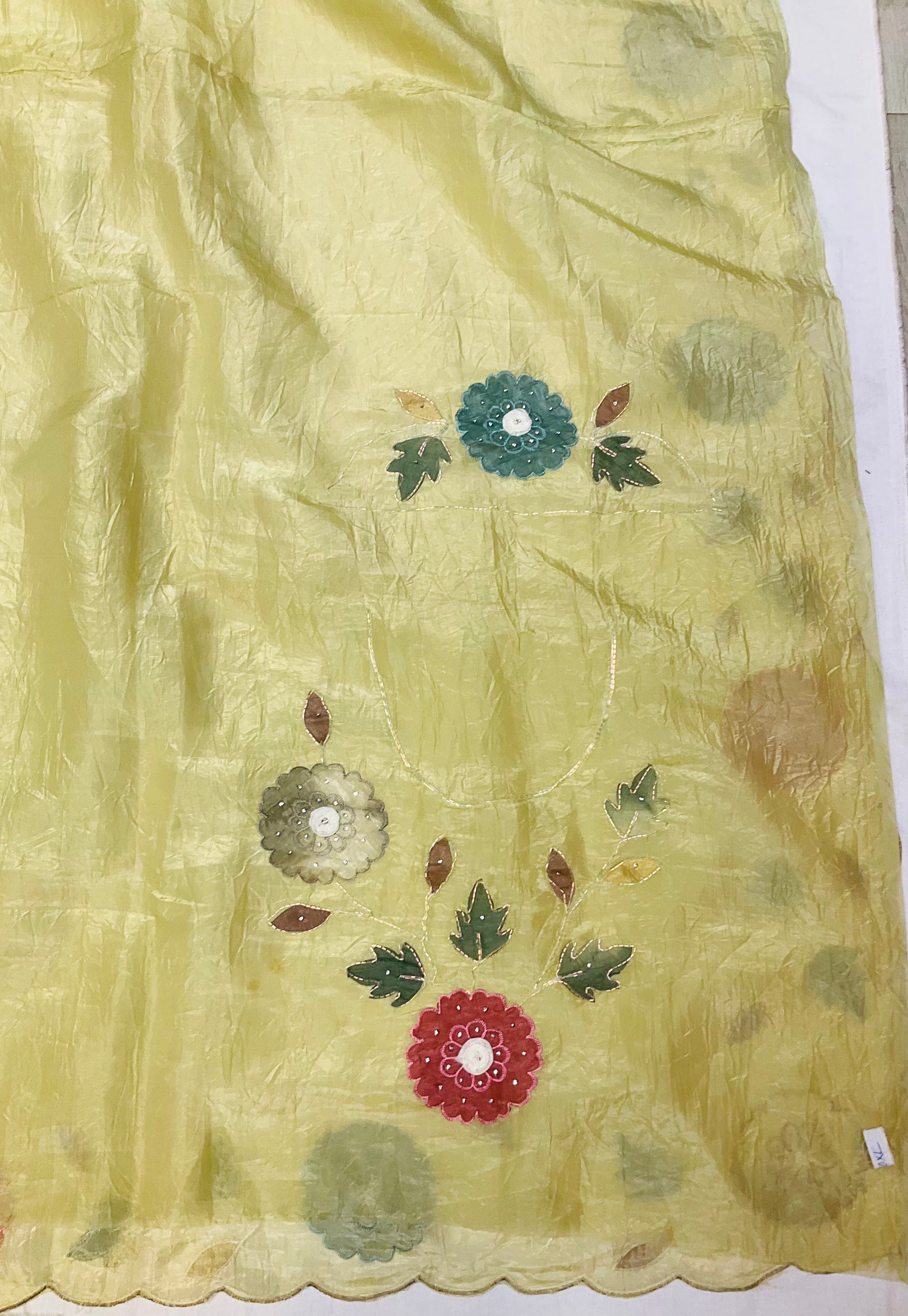 Glass tissue saree in pastel green