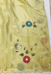 Glass tissue saree in pastel green