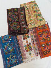 Garba Special- Navratri Pure Cotton Dupattas with thread Work.