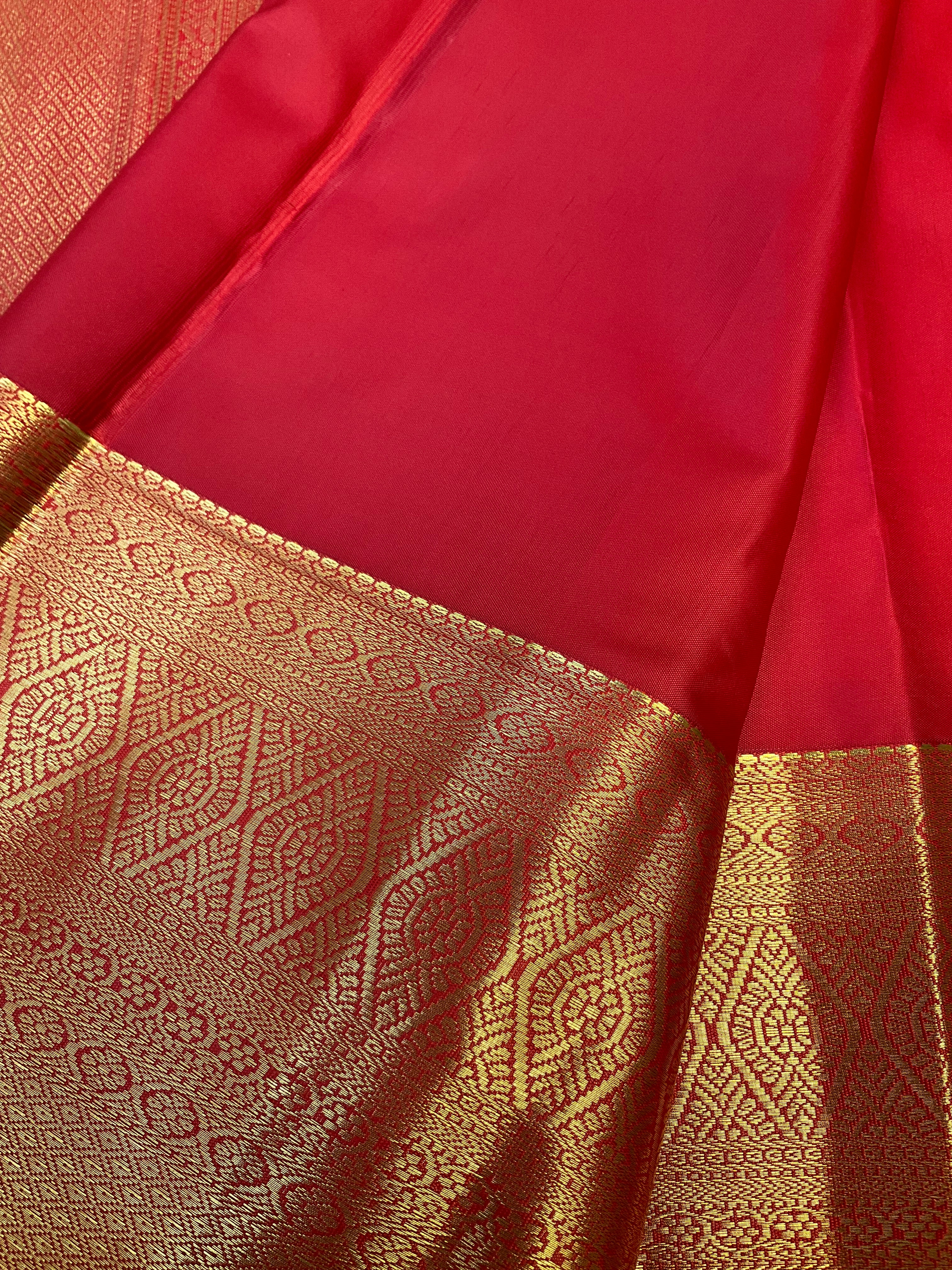 Half White & Red - Semi Silk Kanjeevaram Saree
