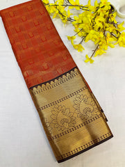 Semi silk Red Kanjeevaram saree