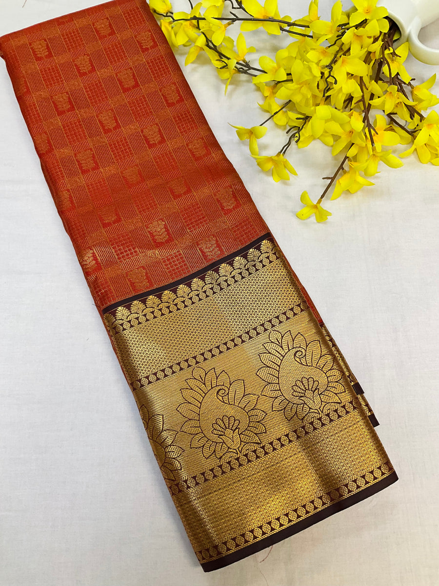 Semi silk Red Kanjeevaram saree