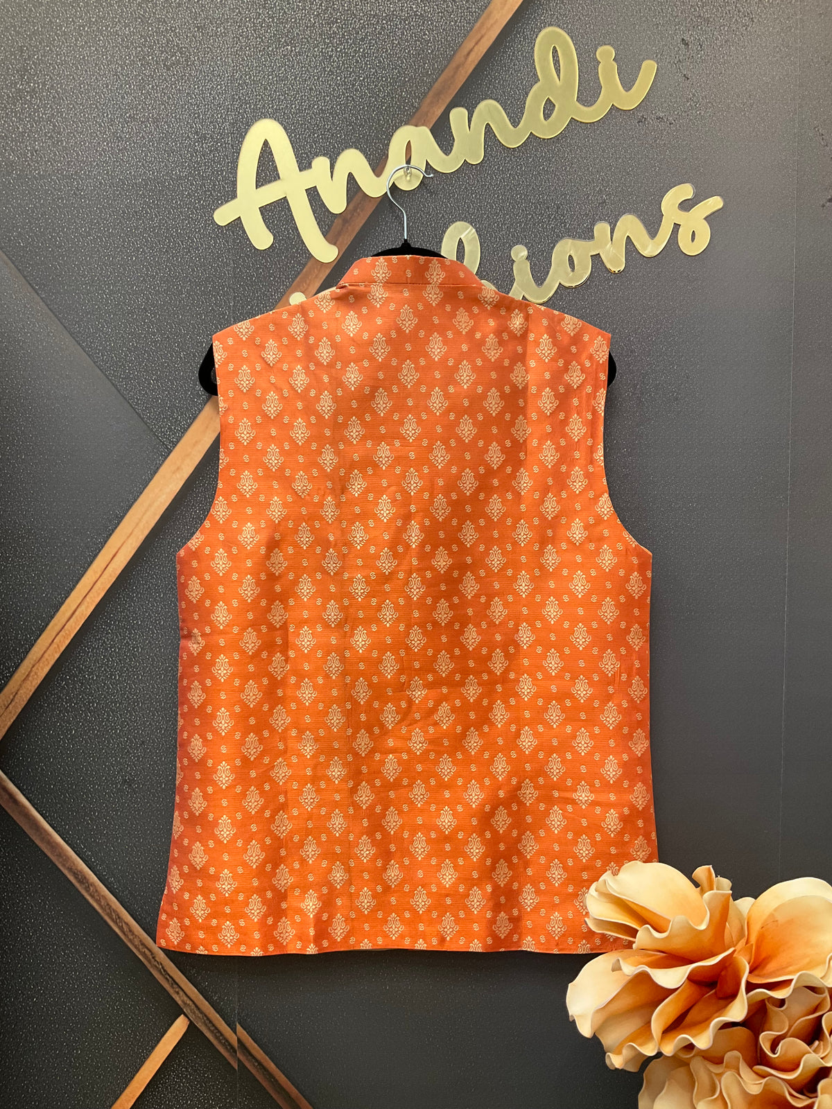 Orange Benarasi Silk Men’s wear vest