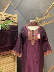 Plus Size Party Wear Wine kurti set