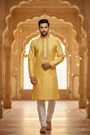 Men’s Light Yellow Kurta Set - Mens - Kurta Set - Anandi Fashions