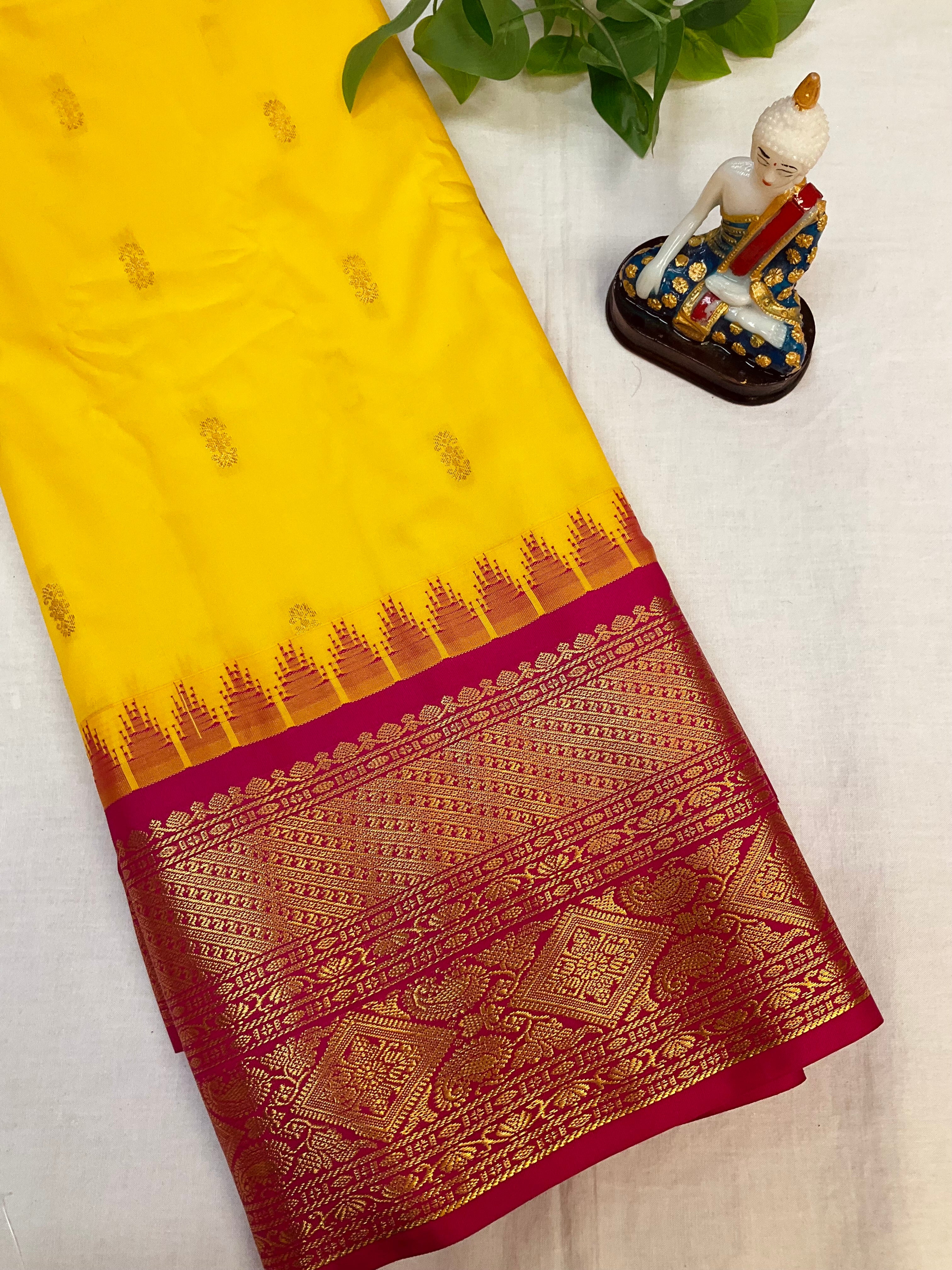 Yellow Semi Gadwal Saree