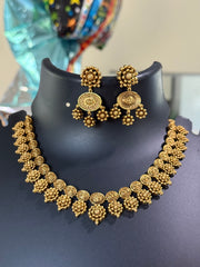 Antique Finish Necklace set- Full Gold