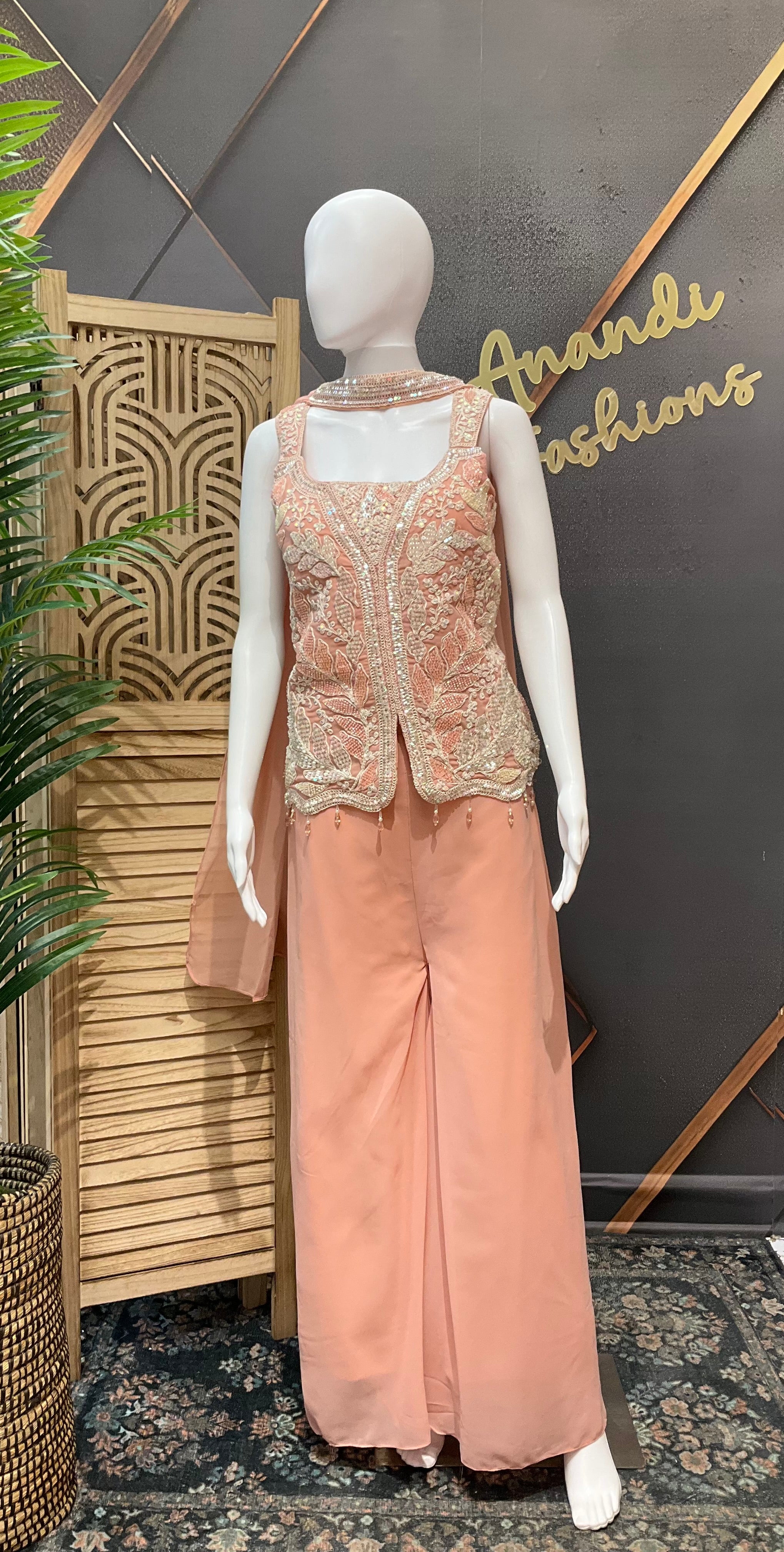 Pastel Colors Stylish Party Wear Palazzo/Sharara set