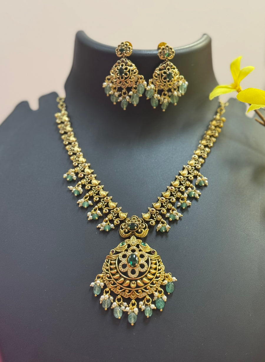 Antique Finish Necklace set with Pendant