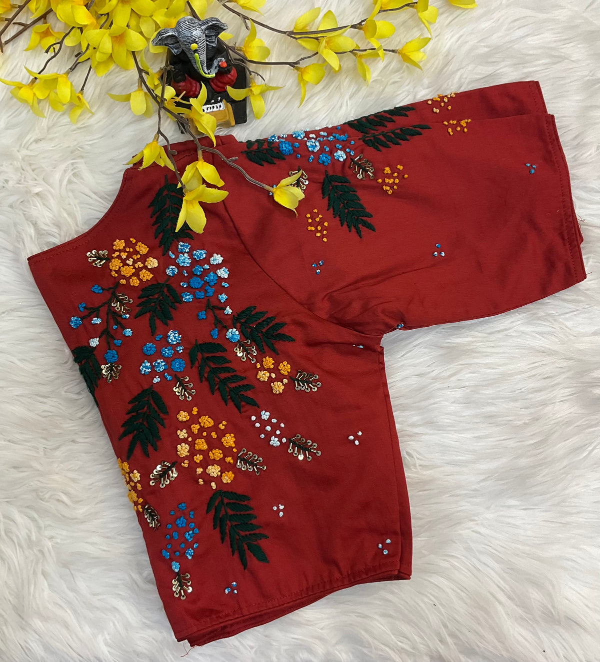 Maroon Embroidery Work Blouse
