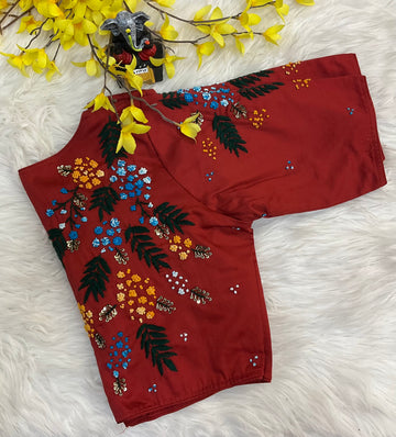 Maroon Embroidery Work Blouse