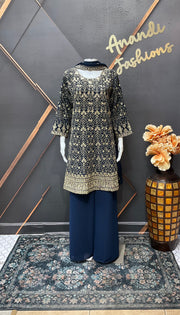 Plus size Navy Blue Party Wear Georgette Palazzo set