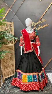 Garba Black Designer Silk Chaniya Choli set