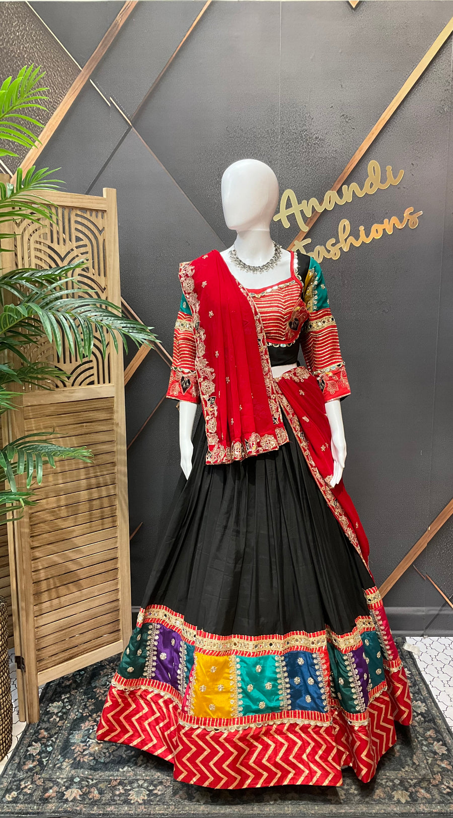 Garba Black Designer Silk Chaniya Choli set