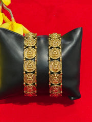 Antique Finish Goddess Lakshmi Bangles Set - Pair of 2 Traditional Bangles