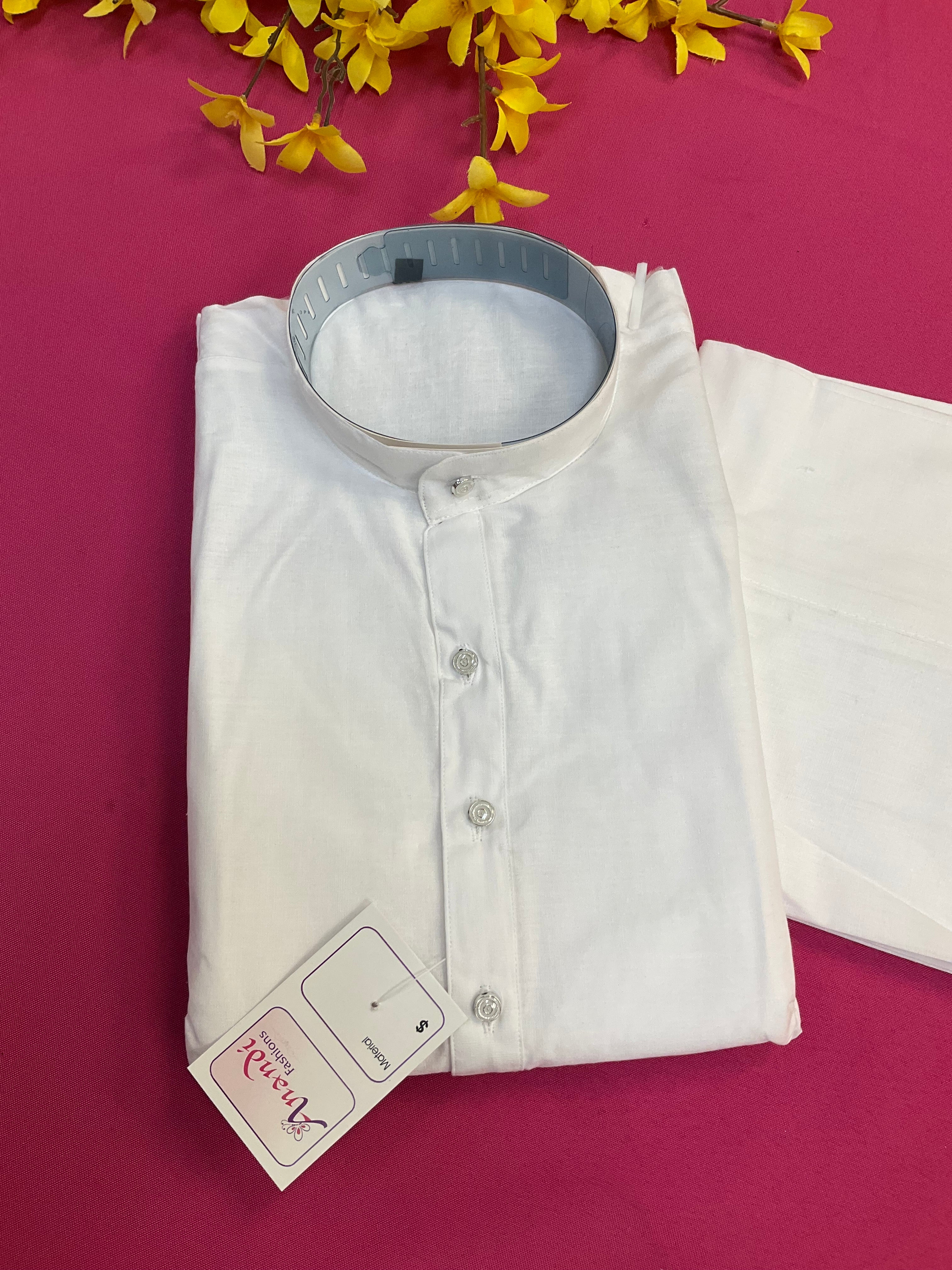 Mens plus size pure cotton white kurta set