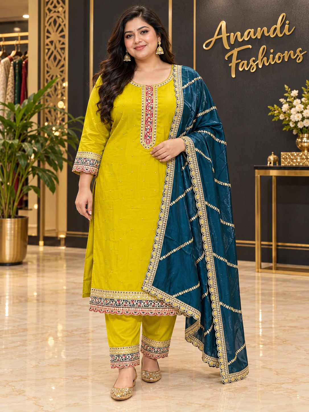 Women’s Green Kurti Set – Plus Size