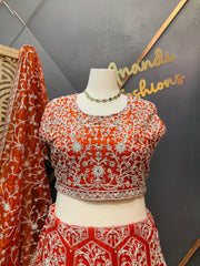 Rust orange plus size lehanga set