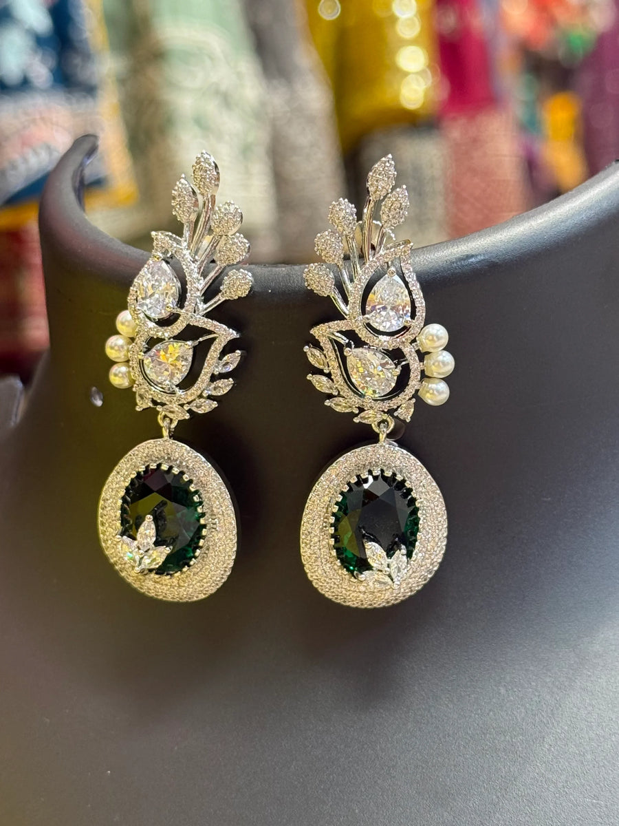 Pretty Party Wear - Silver Finish Earrings