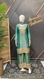 Women’s Pastel Green Party Wear Palazzo Set