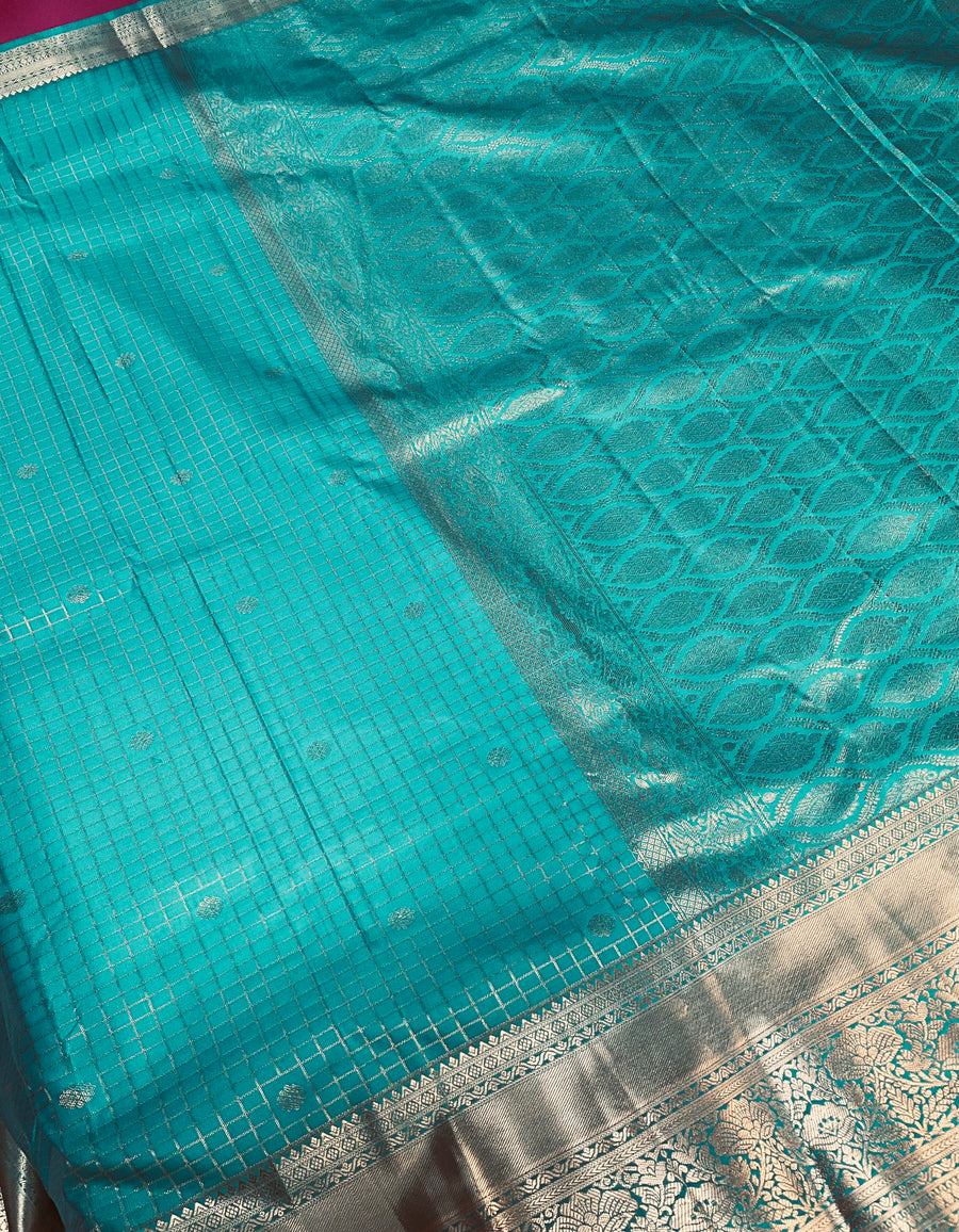 Rama Blue Semi Silk Kanjeevaram Saree